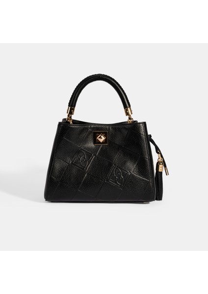 Kadın Siyah Püskül Aksesuarlı Deri El Çantası fiyatları