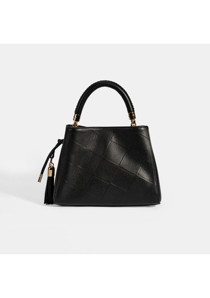 Kadın Siyah Püskül Aksesuarlı Deri El Çantası fırsatları