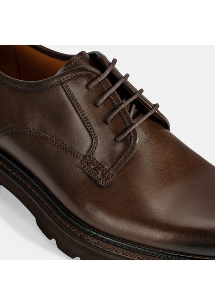 Erkek Kahve Bağcıklı Günlük Deri Ayakkabı