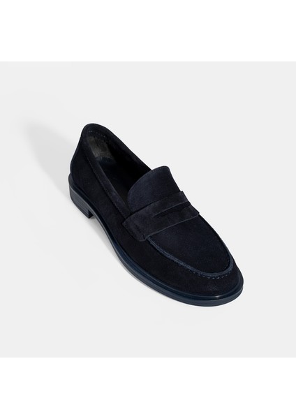 Kadın Lacivert Süet Loafer indirimleri
