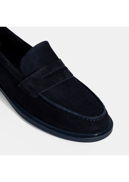 Kadın Lacivert Süet Loafer
