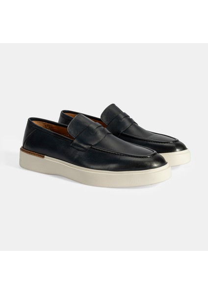 Erkek Lacivert Deri Loafer