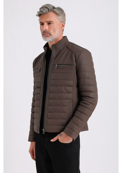 Leandro Erkek Şişme Deri Mont fiyatları