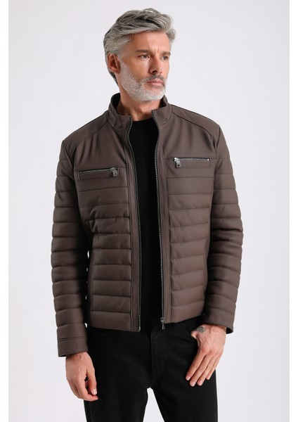 Leandro Erkek Şişme Deri Mont modelleri
