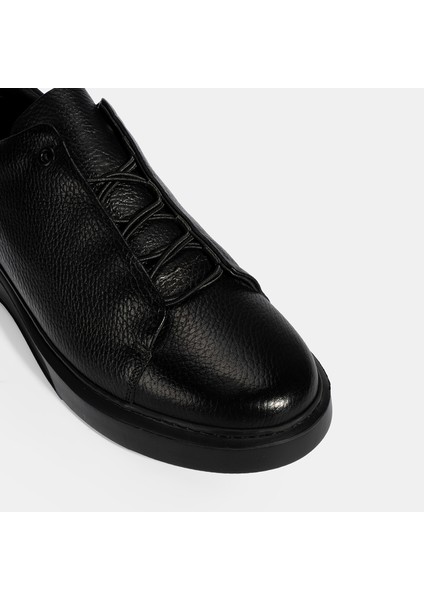 Erkek Siyah Bağcıklı Deri Günlük Ayakkabı