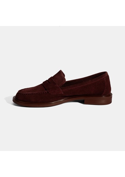Kadın Bordo Süet Loafer modelleri