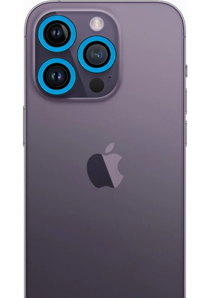 Bfs iPhone 12 Pro Neon Fosforlu Kamera Lens - Mavi