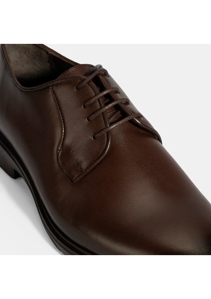 Erkek Kahve Bağcıklı Deri Klasik Ayakkabı