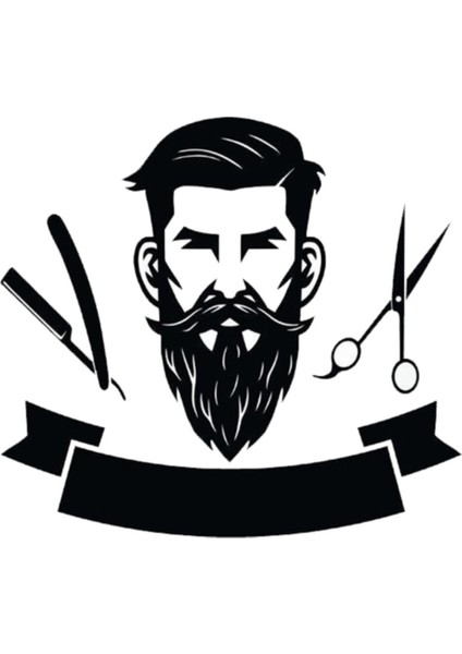 Erkek Kuaför Duvar Dekor Sticker 40 x 36 cm