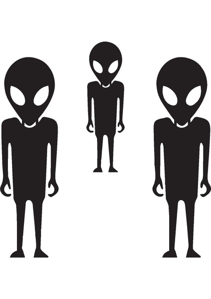 Uzaylı Aile Temalı Duvar Dekor Sticker 40 x 40 cm