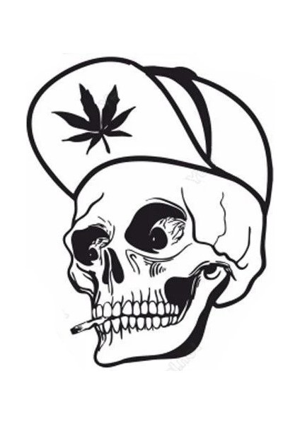 Şapkalı Kurukafa Oto Arka Cam Sticker 20 x 20 cm