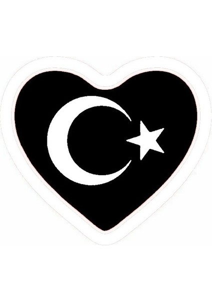 Kalp Türk Bayrağı Oto Arka Cam Sticker 20 x 20 cm