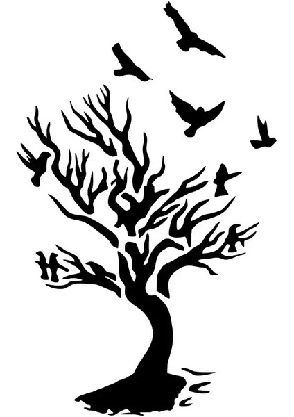 Kurumuş Ağaç Duvar Dekor Sticker 40 x 64 cm