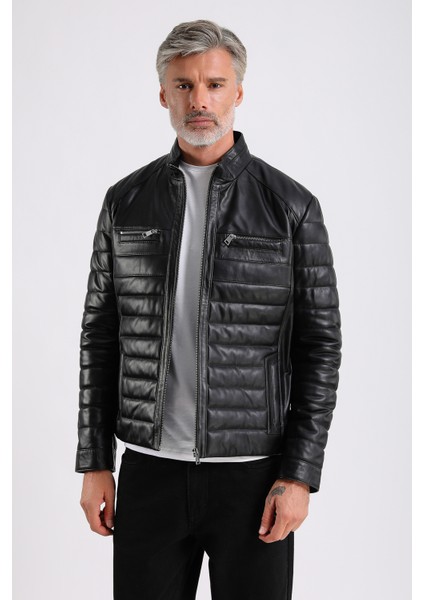 Leandro Erkek Şişme Deri Mont fiyatları
