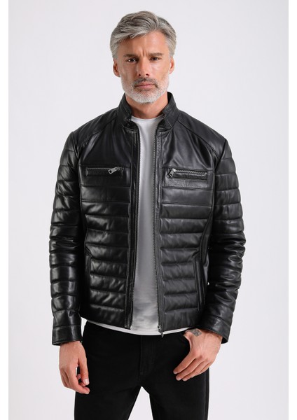 Leandro Erkek Şişme Deri Mont modelleri