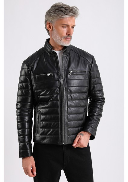 Leandro Erkek Şişme Deri Mont indirimleri