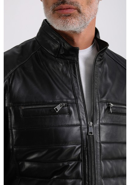 Leandro Erkek Şişme Deri Mont