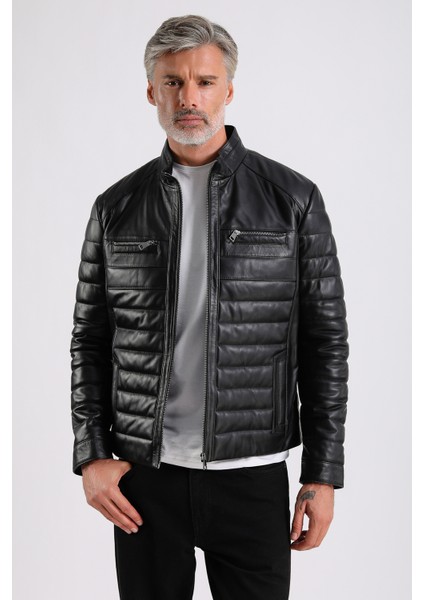Leandro Erkek Şişme Deri Mont