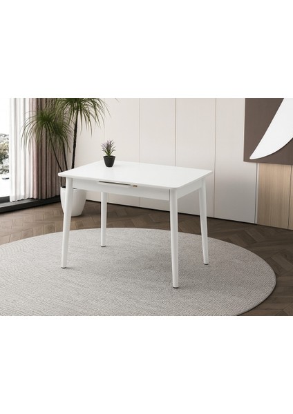 Ortadan Açılır Büyüyen Ahşap Yemek Masası Beyaz 70X120CM Sadece Masa Fiyatıdır