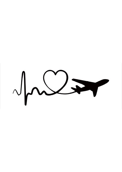 Kalp Ritimli Uçak Duvar Dekor Sticker 54 x 20 cm