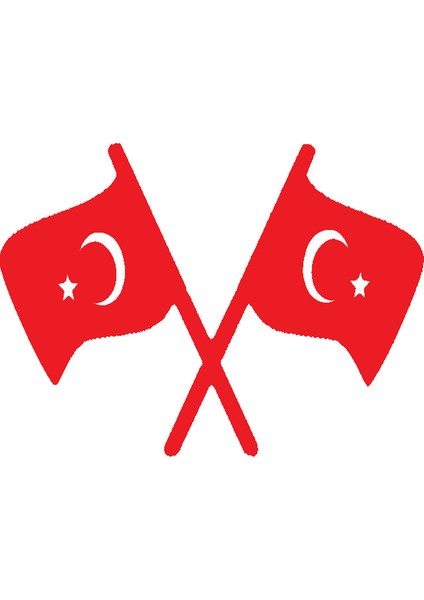 Türk Bayrağı 5 Duvar Dekor Sticker Kırmızı 60 x 40 cm