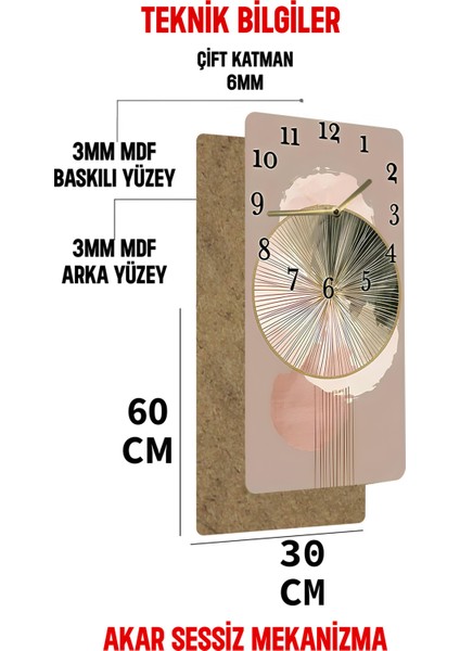 Mdf Dikdörtgen Modern Desenli Duvar Saati – 30X60 cm Uv Baskı– USD087 indirimleri
