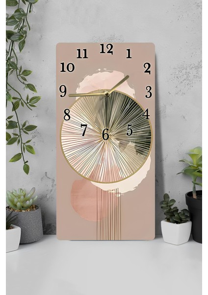 Mdf Dikdörtgen Modern Desenli Duvar Saati – 30X60 cm Uv Baskı– USD087
