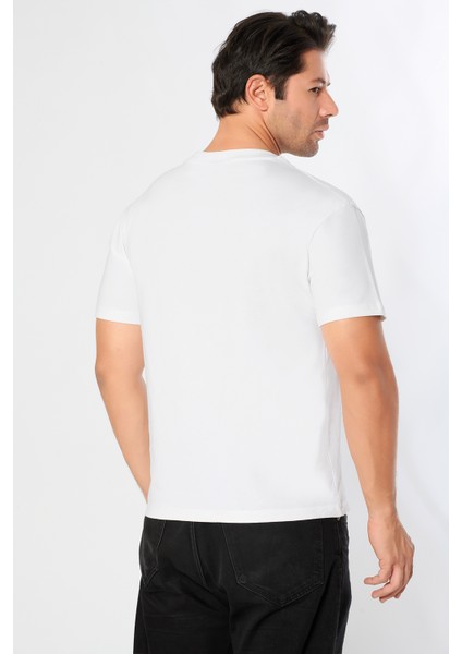 Erkek Oversize Bisiklet Yaka Tişört %100 Pamuk Rahat Kalıp Tedy Ayıcık Detaylı - Günlük Basic Tshirt fırsatları