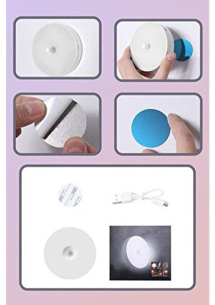 Hareket Sensörlü USB Şarjlı LED Işık Aydınlatma Lamba Mutfak Salon Merdiven Yatak Odası