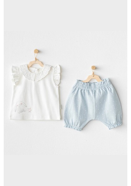 Yakası Fistolu Bebe Takım - Mavi