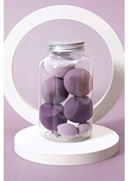 7'li Lila Tonları Kavanoz Makyaj Süngeri Seti