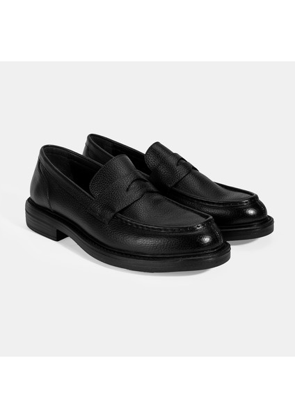 Erkek Siyah Deri Loafer