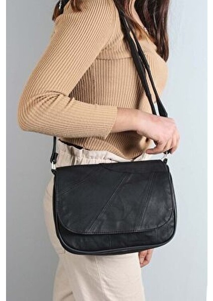 Hakiki Deri Çok Gözlü Yumuşak Yapılı Kadın Omuz ve Çapraz Postacı Çantası
