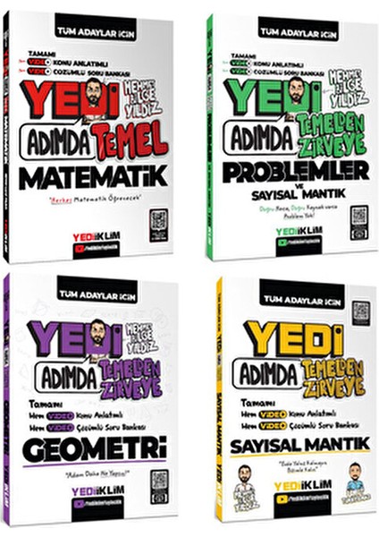 Tüm Adaylar Için Yedi Adımda Temel Matematik+Problemler+Geometri+Sayısal Mantık Tamamı Video Çözümlü