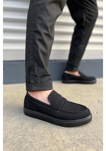 ET180 Estilo x Bağcıksız Süet Erkek Günlük Spor Klasik Ayakkabı St - Siyah