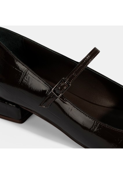 Kadın Kahve Kroko Baskılı Mary Jane Günlük Ayakkabı