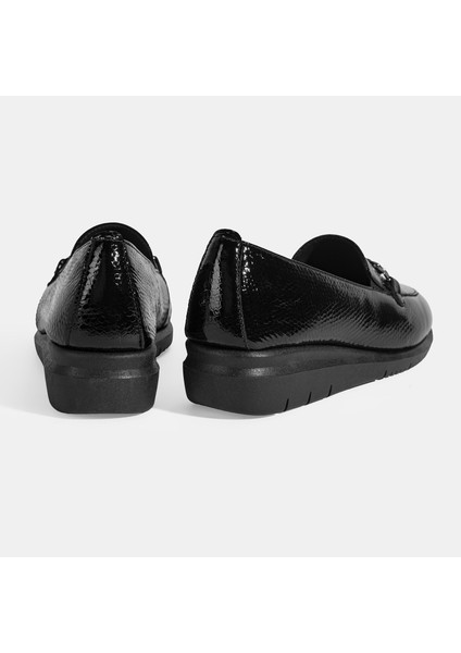 Kadın Siyah Kroko Baskılı Desacomfort Deri Ayakkabı