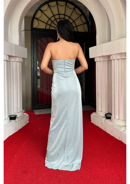 Simli Kumaş Straplez Balen Detaylı Abiye Elbise - Mint Yeşili indirimleri