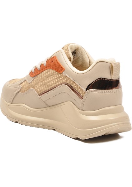 Bej Turuncu Kalın Taban Bağcıklı Kadın Spor Ayakkabı 051 G fırsatları