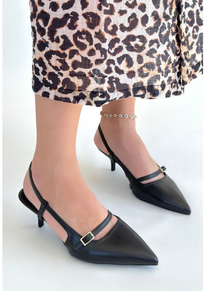 Darina Siyah Cilt Topuklu Ayakkabı