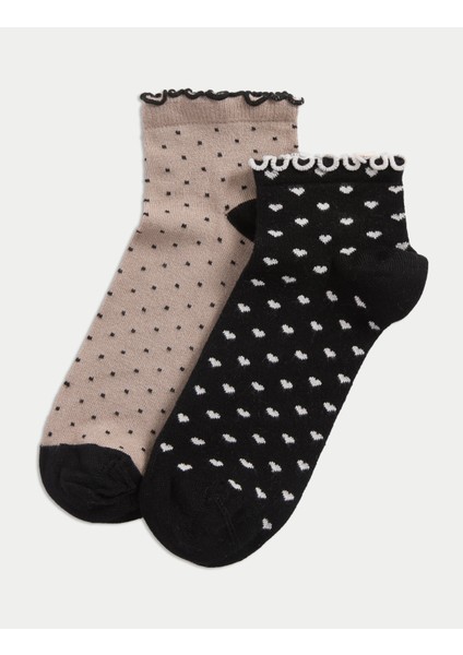 2'li Sumptuously Soft™ Kalp ve Nokta Desenli Bilek Çorabı modelleri