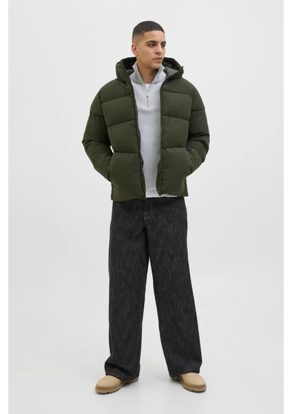 Erkek Jjglobal Kapüşonlu Şişme Mont 12283517 Koyu Yeşil fiyatları