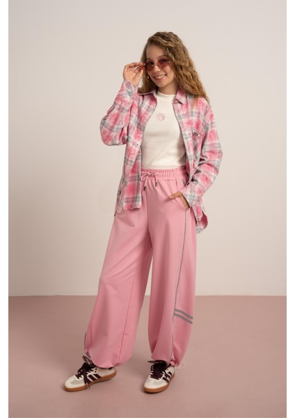 Desenli Nakışlı Gömlek - Pembe