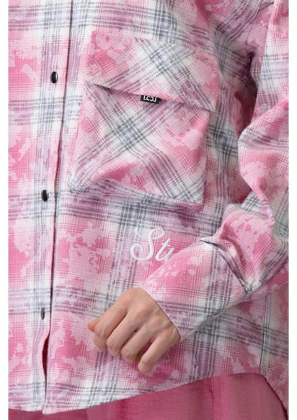 Desenli Nakışlı Gömlek - Pembe modelleri