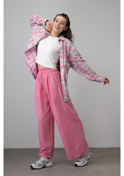 Desenli Nakışlı Gömlek - Pembe fırsatları