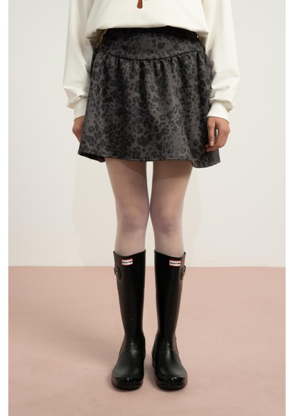 Loeparlı Süet Kız Etek - Antrasit fiyatları