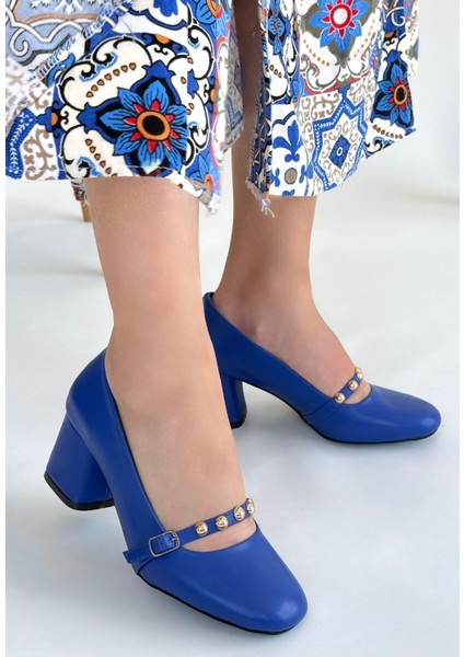 Tino Mavi Cilt Topuklu Ayakkabı modelleri