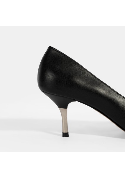 Kadın Siyah Deri Stiletto