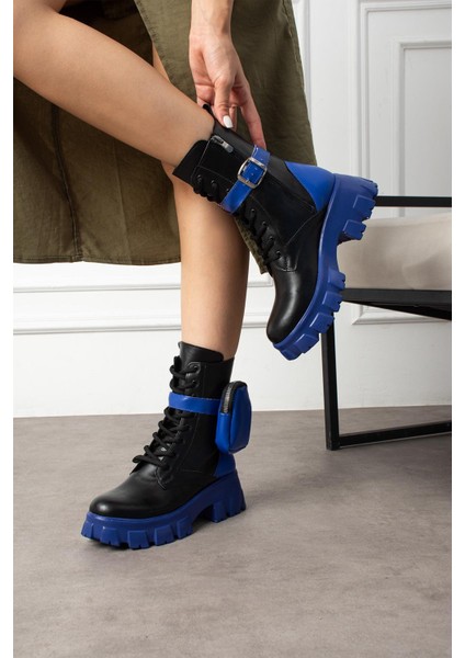 Lorbi Kadın Bot Çantalı Postal Lacivert Tabanlı Siyah Deri fiyatları