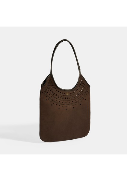 Kadın Kahve Perforeli Süet Omuz Çantası fiyatları